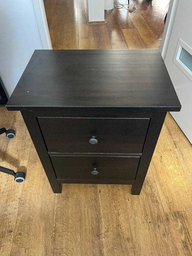 Ikea HEMNES nachtkastje met 2 lades (zwart), Ophalen, Gebruikt, Minder dan 45 cm, 70 cm of meer