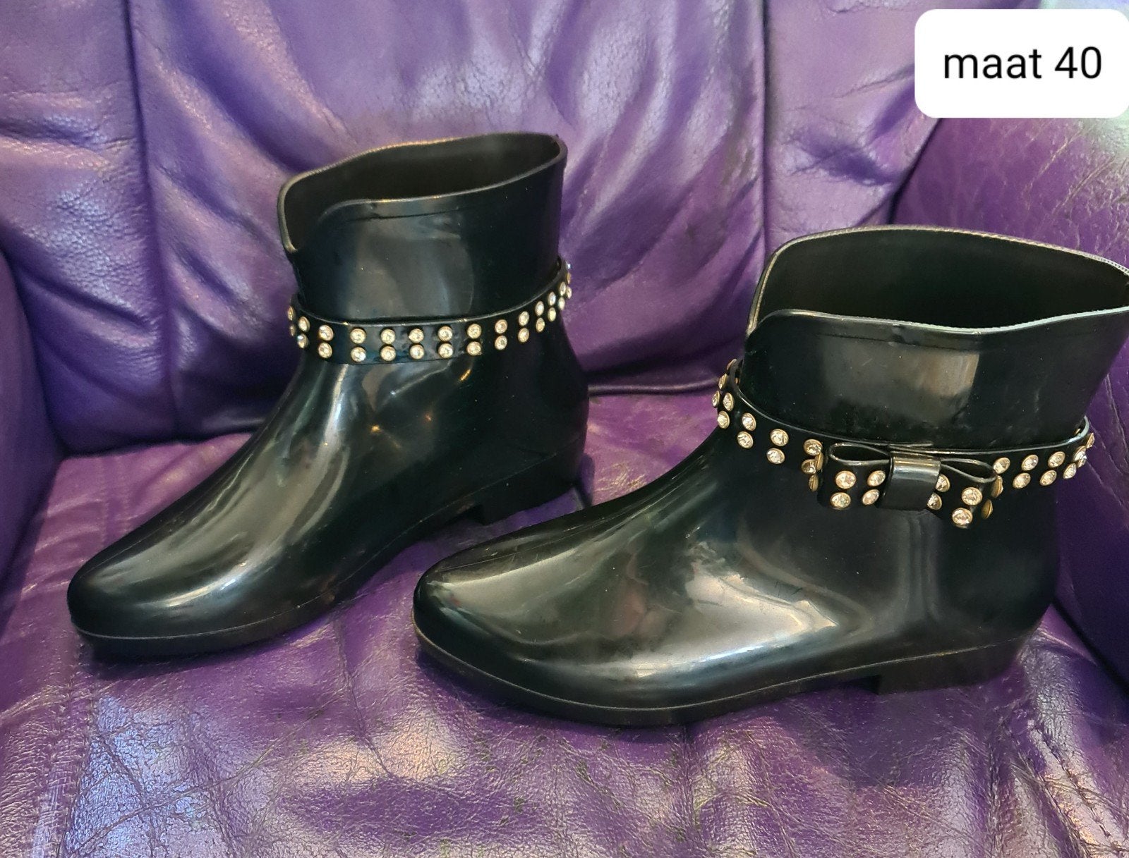 NICO'S Zwarte Regenlaarsjes met Glitter Steentjes Maat 40, NICO'S, Zwart, Nieuw, Ophalen of Verzenden