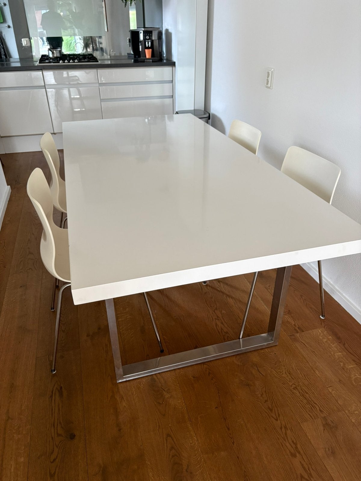 Eettafel 200 cm & 4 stoelen, Huis en Inrichting, Tafels | Eettafels, Ophalen, 200 cm of meer, 50 tot 100 cm, Zo goed als nieuw