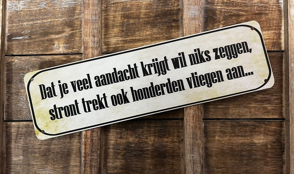 Aandacht stontvliegen reclamebord van metaal wandbord deco