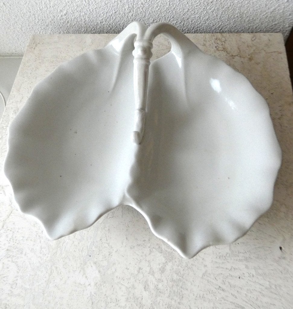 Antieke serveerschaal schelpen wit schaal fruitschaal antiek, Ophalen of Verzenden