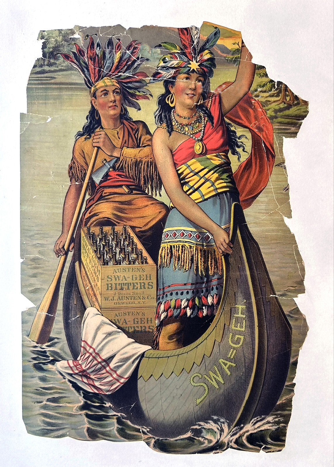 Vintage Austen's Swa-Geh Bitters Reclamebord, Ophalen of Verzenden, Gebruikt, Reclamebord