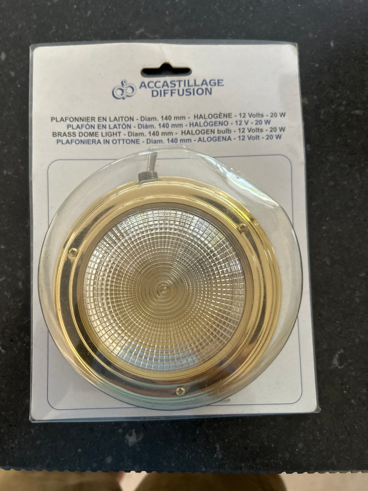 Messing plafondllamp 140mm Halogeen 12V 20W boot of caravan, Ophalen, Nieuw, Elektra en Verlichting, Zeilboot of Motorboot