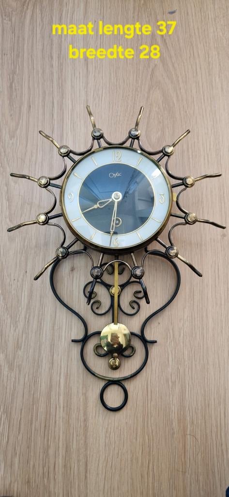 Vintage Orfac zonneklok Wandklok met Slinger, Antiek en Kunst, Ophalen of Verzenden