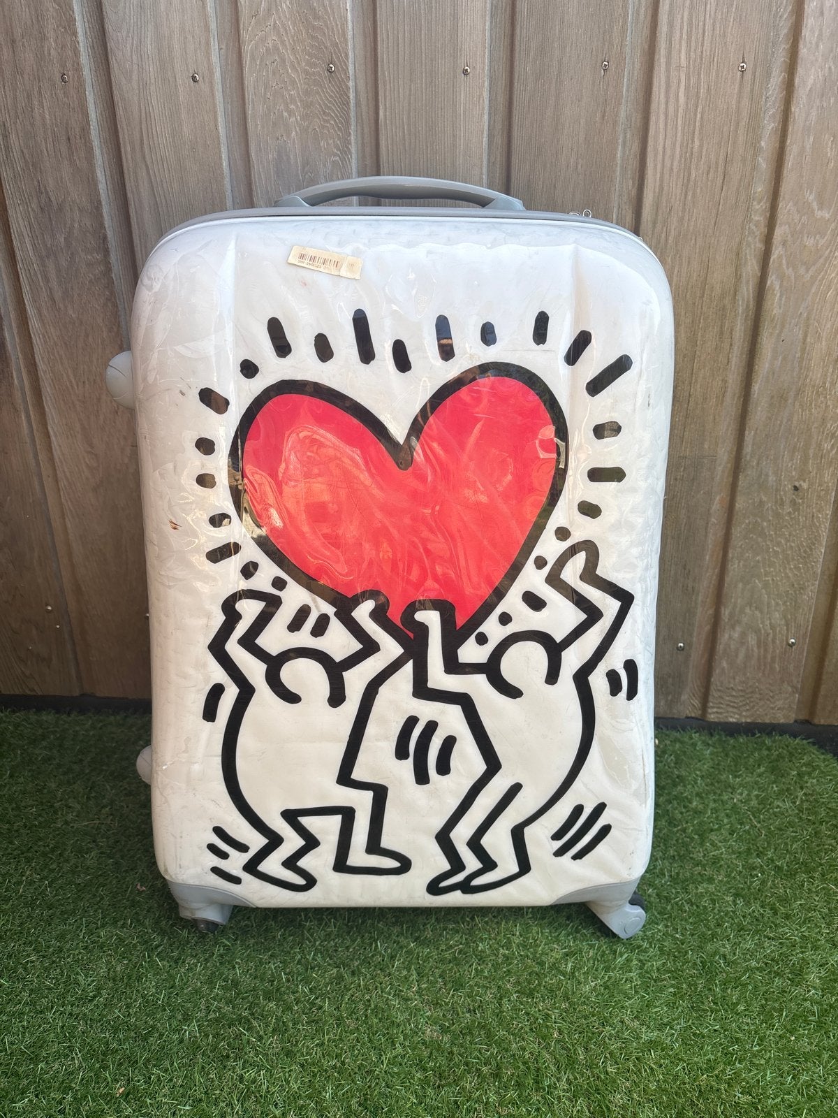 Keith Haring Koffer met Wieltjes, Gebruikt, Hard kunststof, 35 tot 45 cm, Uitschuifbare handgreep