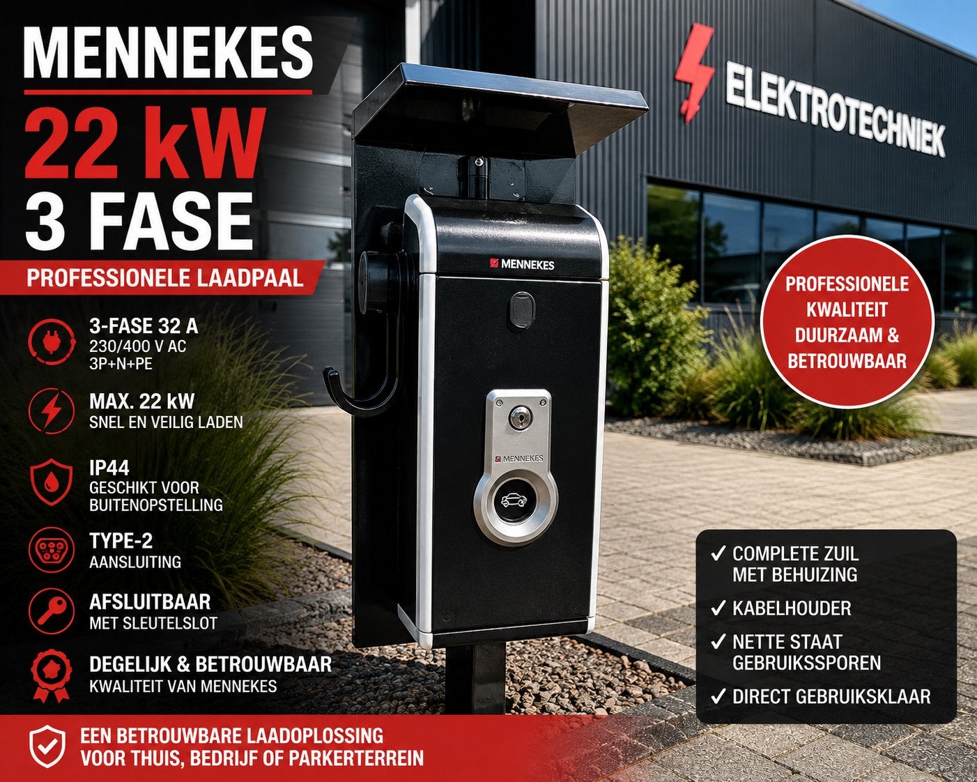 MENNEKES 22 kW laadpaal 3-fase 32A – professionele uitv., Auto diversen, Laadpalen, Ophalen, Gebruikt, Laadpaal