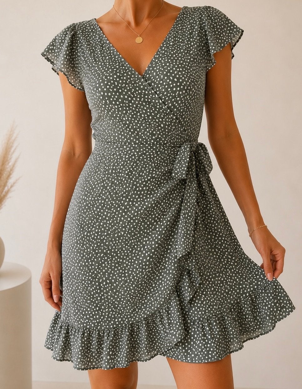 Vero Moda overslagjurk met stippenprint, Maat 42/44 (L), Ophalen of Verzenden, Zo goed als nieuw, Boven de knie