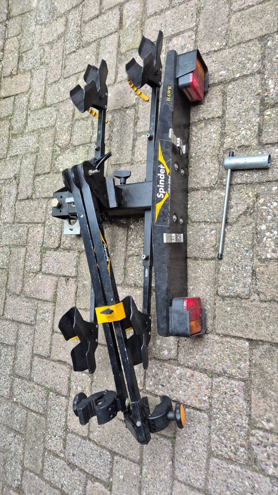 Spinder Hawk fietsendrager RH-2-F voor 2 fietsen, Ophalen, 2 fietsen, Gebruikt, Trekhaakdrager