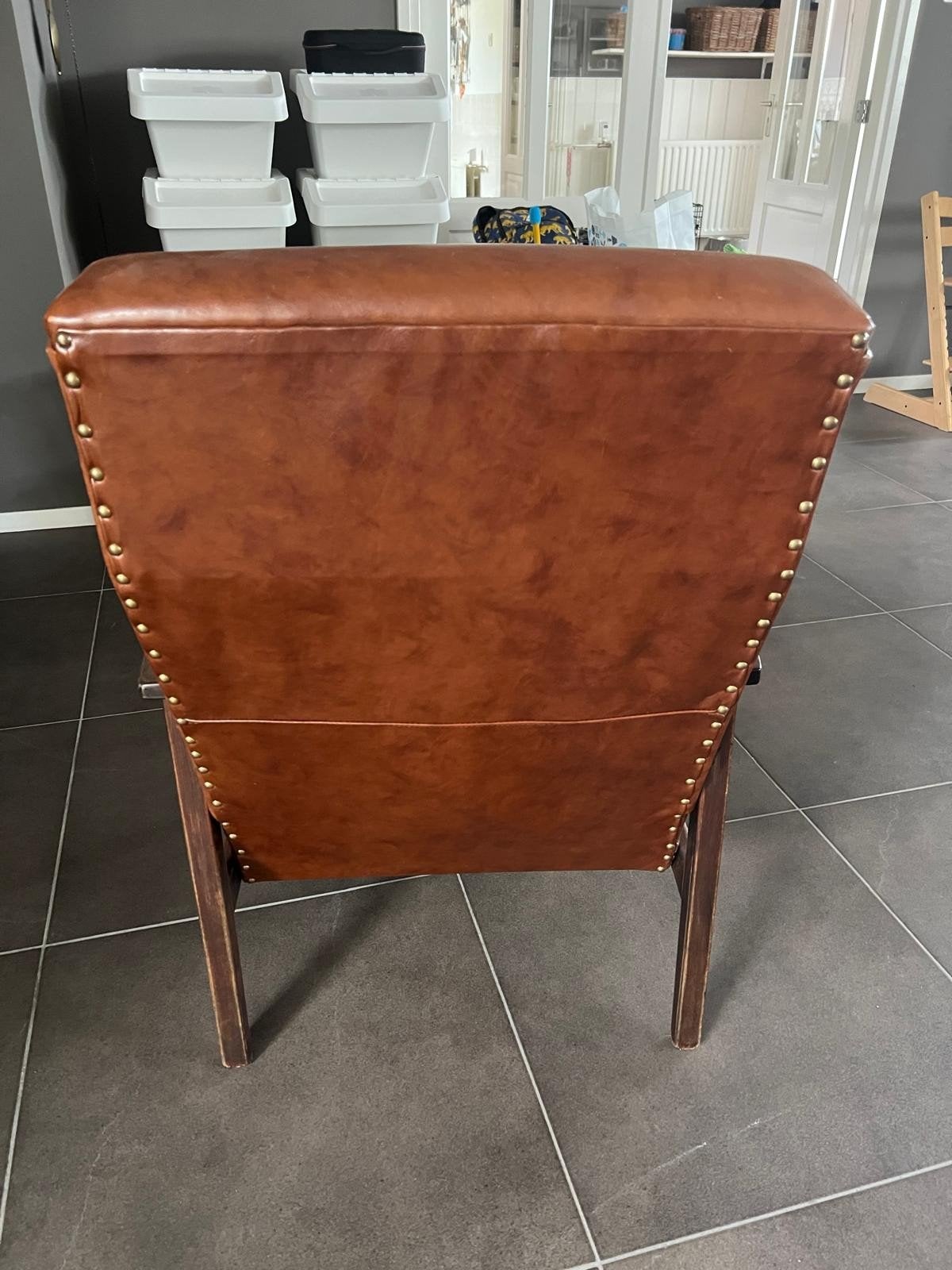 Set van 2 vintage leren fauteuils - Bruin, Gebruikt, Twee, Bruin, Leer