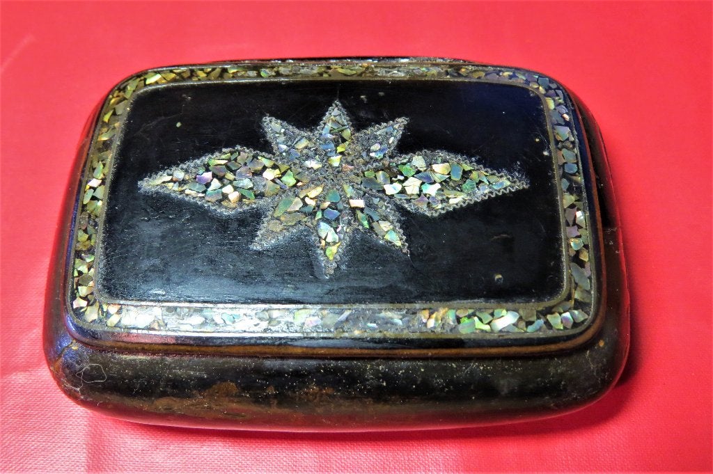 Antieke Engelse papier mache snuiftabaksdoos c.1840, Ophalen of Verzenden