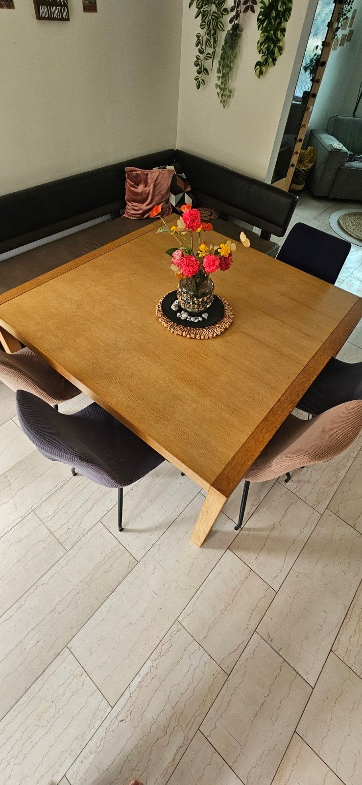 Eettafel 150x150, Ophalen, Gebruikt, Vierkant, Vijf personen of meer