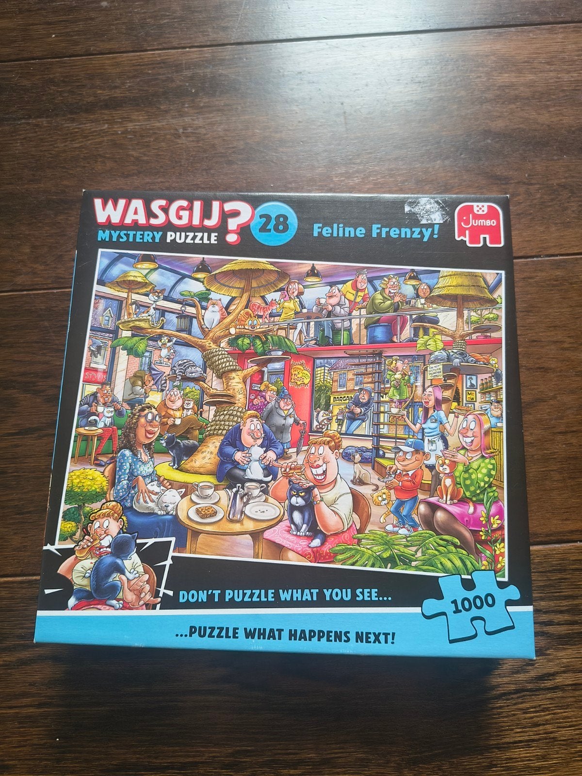 Wasgij Mystery Puzzel 28: Feline Frenzy! 1000 stukjes, Ophalen of Verzenden, 500 t/m 1500 stukjes, Zo goed als nieuw, Legpuzzel