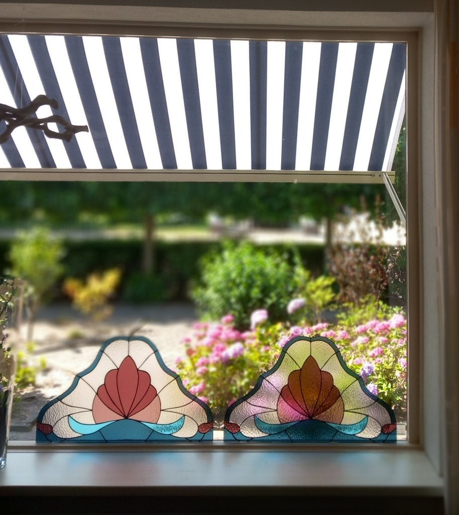 Glas in lood raamdecoraties gemaakt met Tiffany techniek, Ophalen, Nieuw