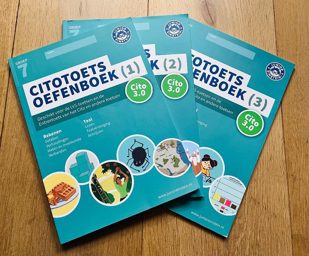 Toets Oefenboek Set Groep 7 Junior Einstein- deel 1, 2 end 3, Ophalen, Nieuw, Overige niveaus, Nederlands