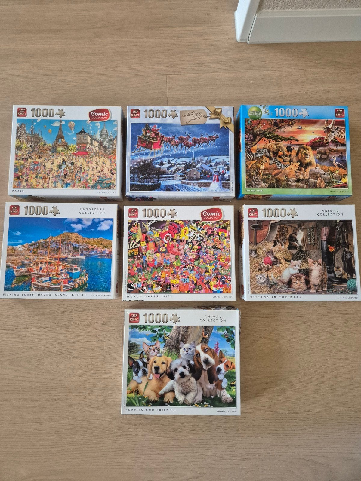 7 puzzels van 1000 stuks king, Ophalen of Verzenden, 500 t/m 1500 stukjes, Zo goed als nieuw