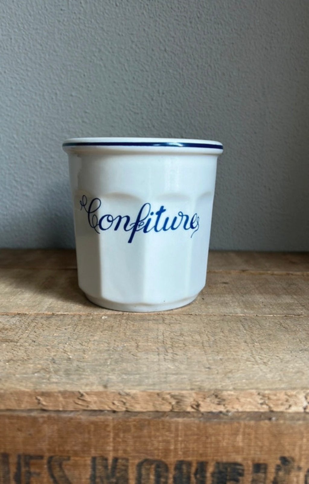 Frans confiture potje blauw / wit / jampot, Ophalen of Verzenden