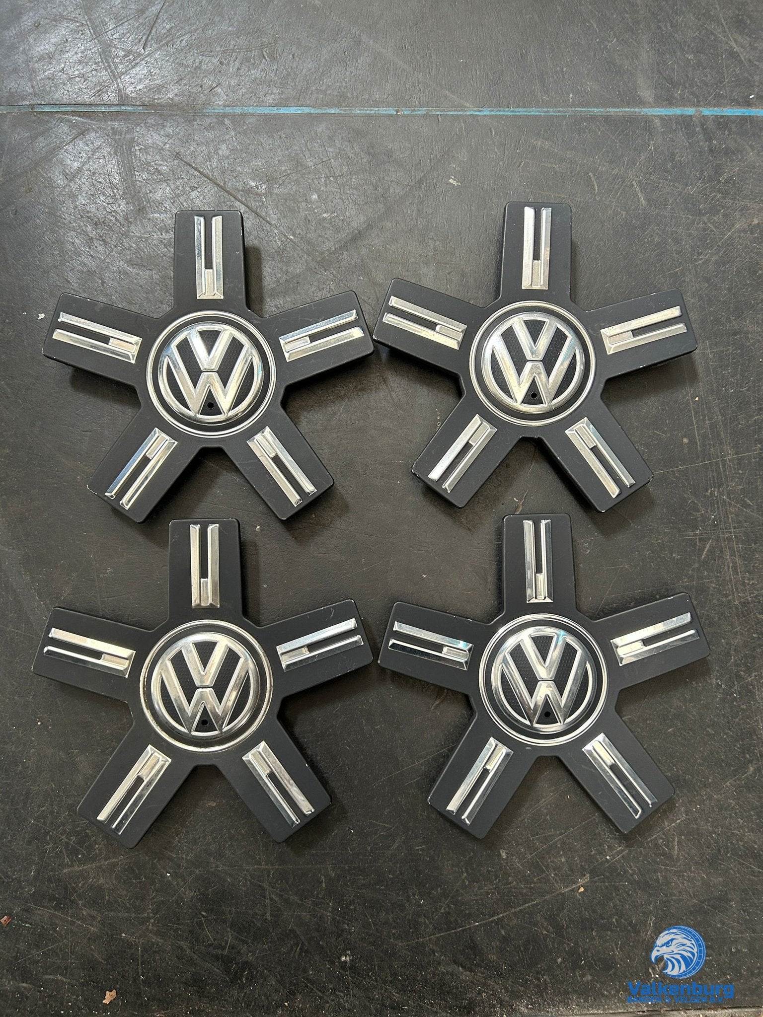 ORIGINELE VW Touareg naafkap naafdop set zwart chroom, Gebruikt, -, Verzenden, -