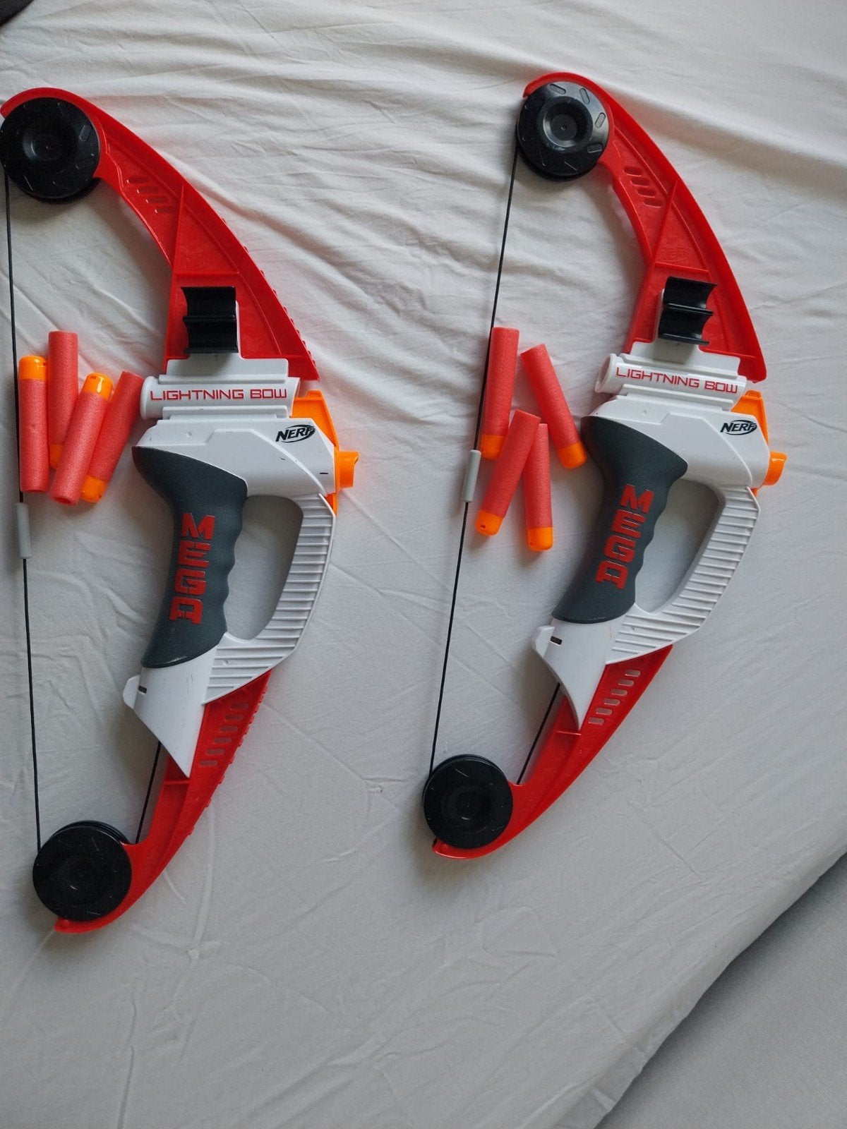 2x NERF N-Strike Mega Lightning Bow met pijlen, Ophalen of Verzenden, Gebruikt, Jongen of Meisje