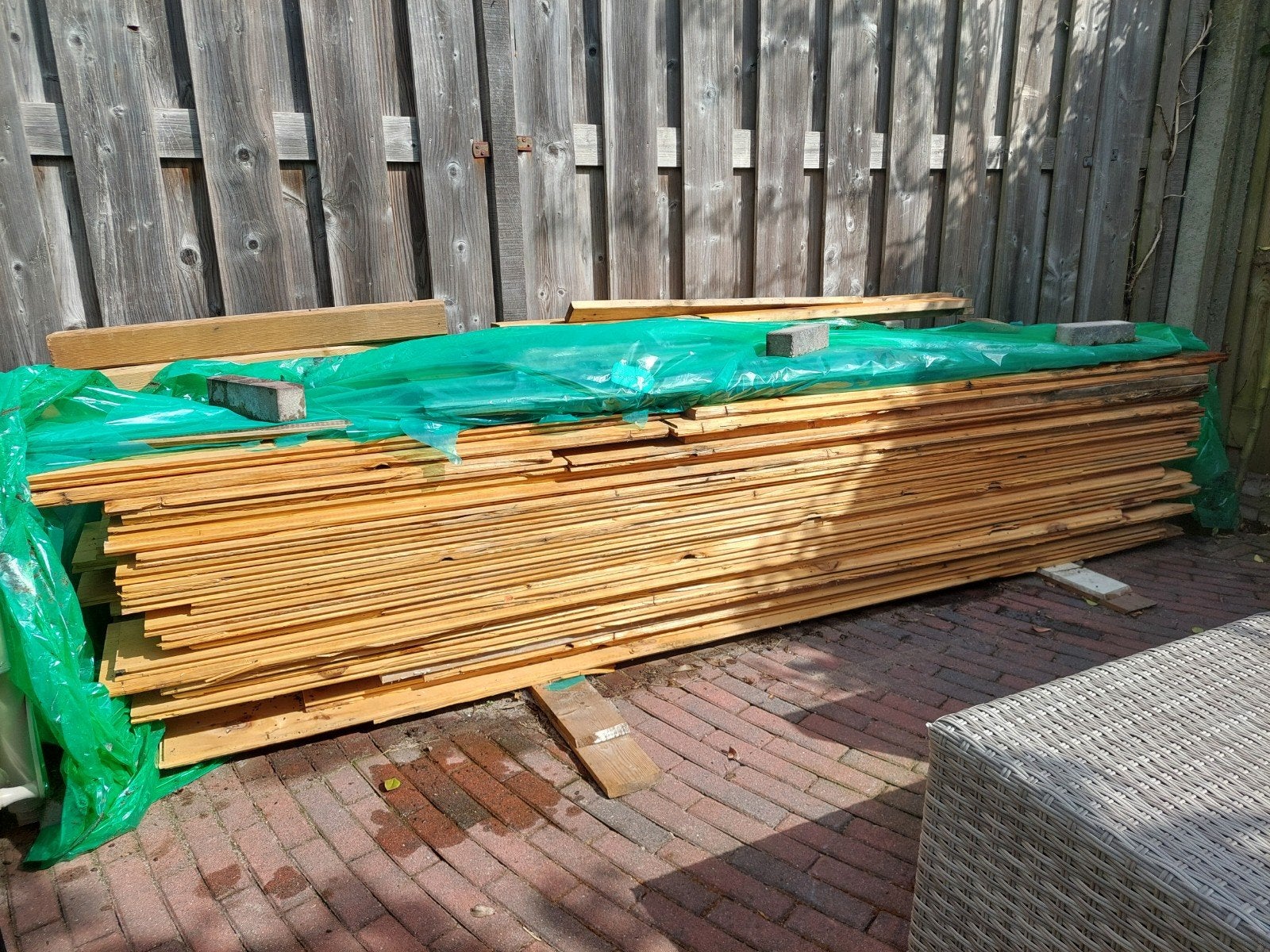 Partij grenen vloerplanken - 30 m2, Doe-het-zelf en Verbouw, Ophalen, Gebruikt, Grenen, 200 tot 250 cm