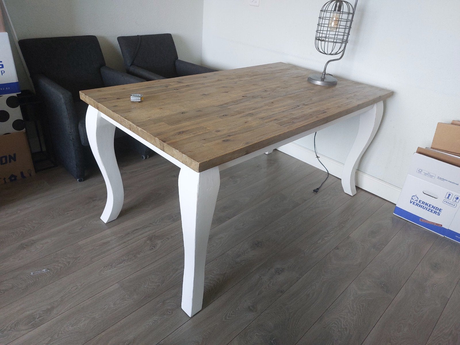 Eettafel en salontafel., Ophalen, Gebruikt, 100 tot 150 cm, 50 tot 100 cm