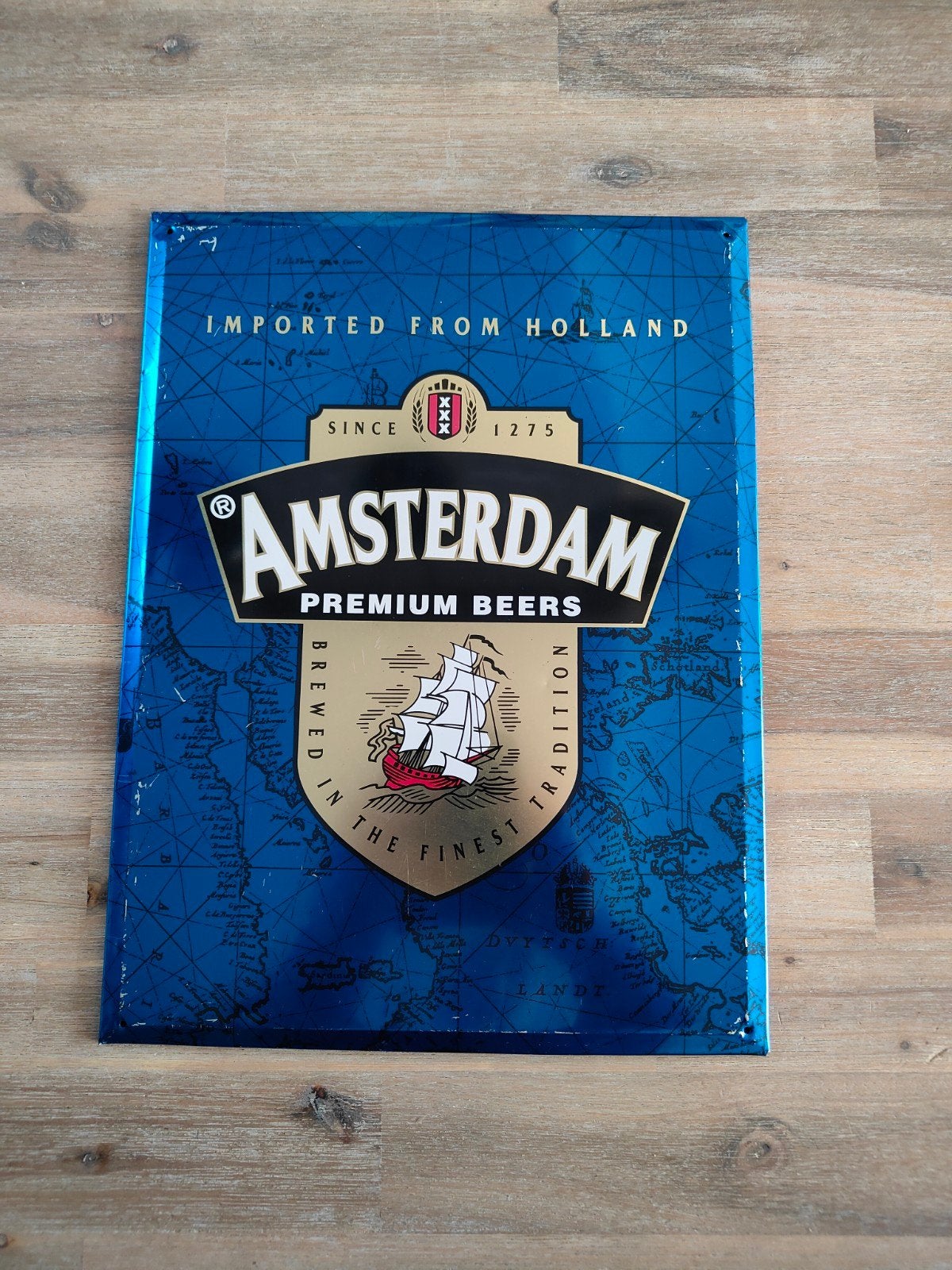 Amsterdam Premium Beers Reclamebord - Vintage Look, Ophalen of Verzenden