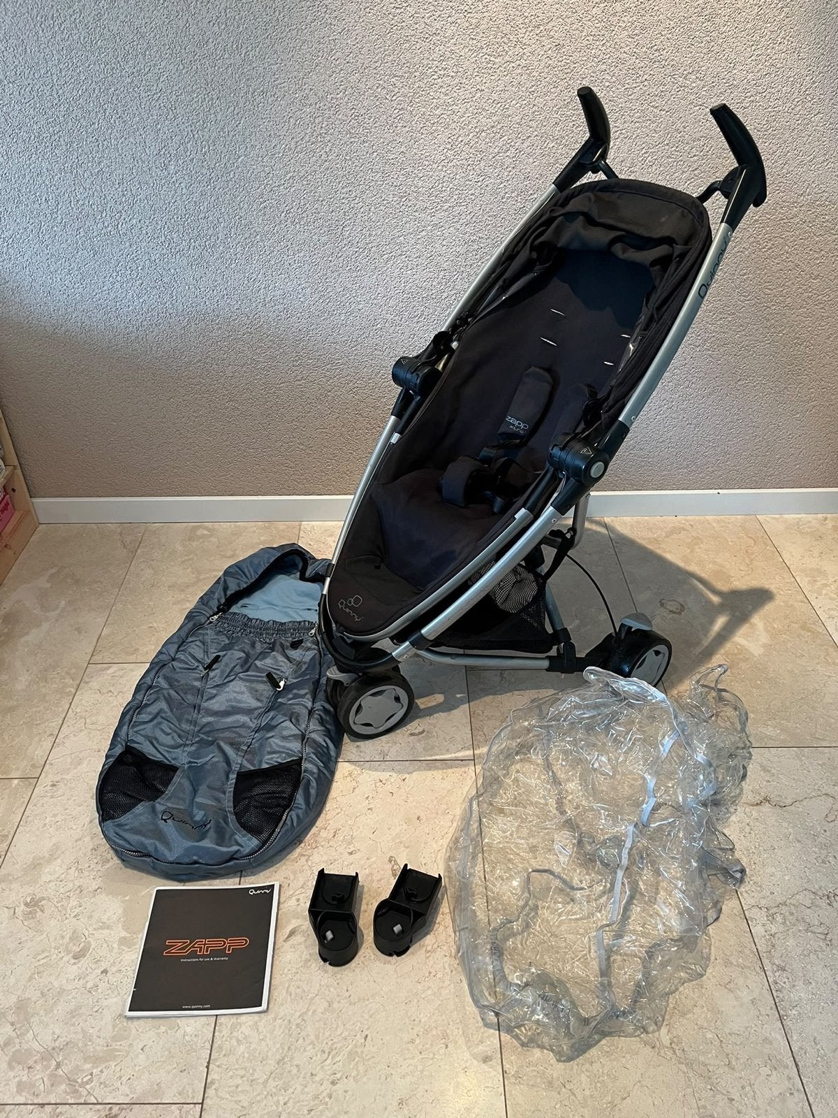 Quinny Zapp buggy met accessoires en Maxi Cosi adapters, Ophalen, Gebruikt, Quinny, Regenhoes