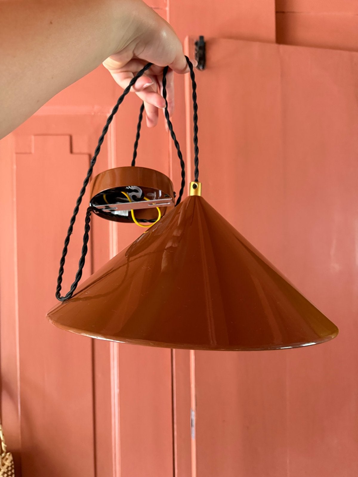 3x Karwei Sepp hanglamp bruinrood, Ophalen of Verzenden, Gebruikt, Metaal