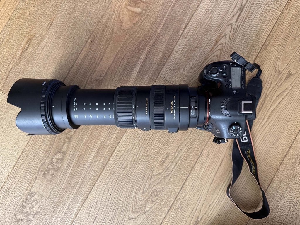 Sony camera SLT-A99 met vertical grip en 50-500 zoomlens, Ophalen, Spiegelreflex, Handmatige focus, Screenprotector