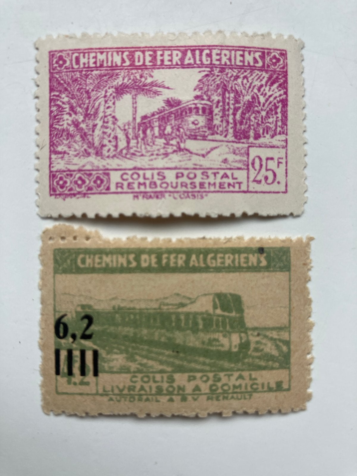 Algerijnse Spoorwegen postzegels - 2 stuks, Ophalen of Verzenden, Postfris
