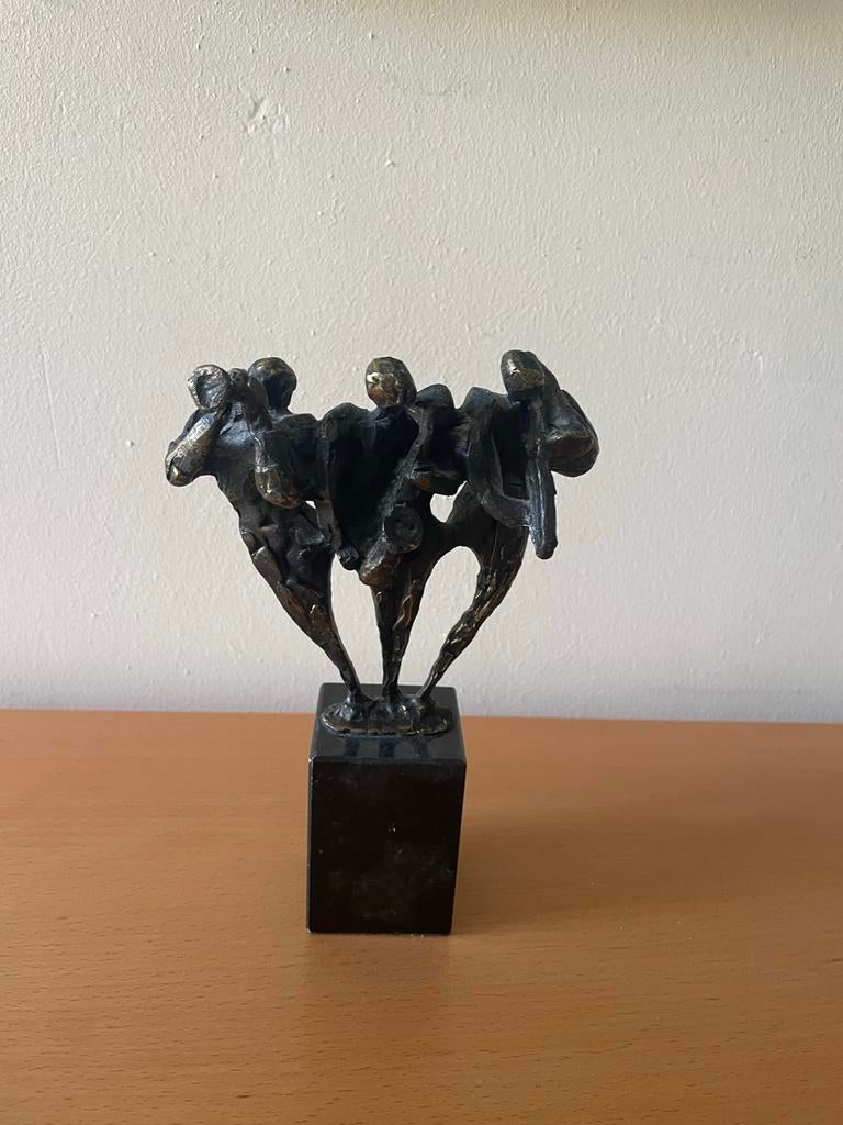 Bronzen beeld Muzikanten Bernadette Leijdekkers, Antiek en Kunst, Ophalen, Groep mensen, 20 - 50 cm, Beeld