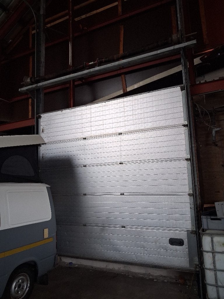 Garagedeur met veren, handmatig, h320cm b350cm, Ophalen, Gebruikt, Garagedeur, Metaal