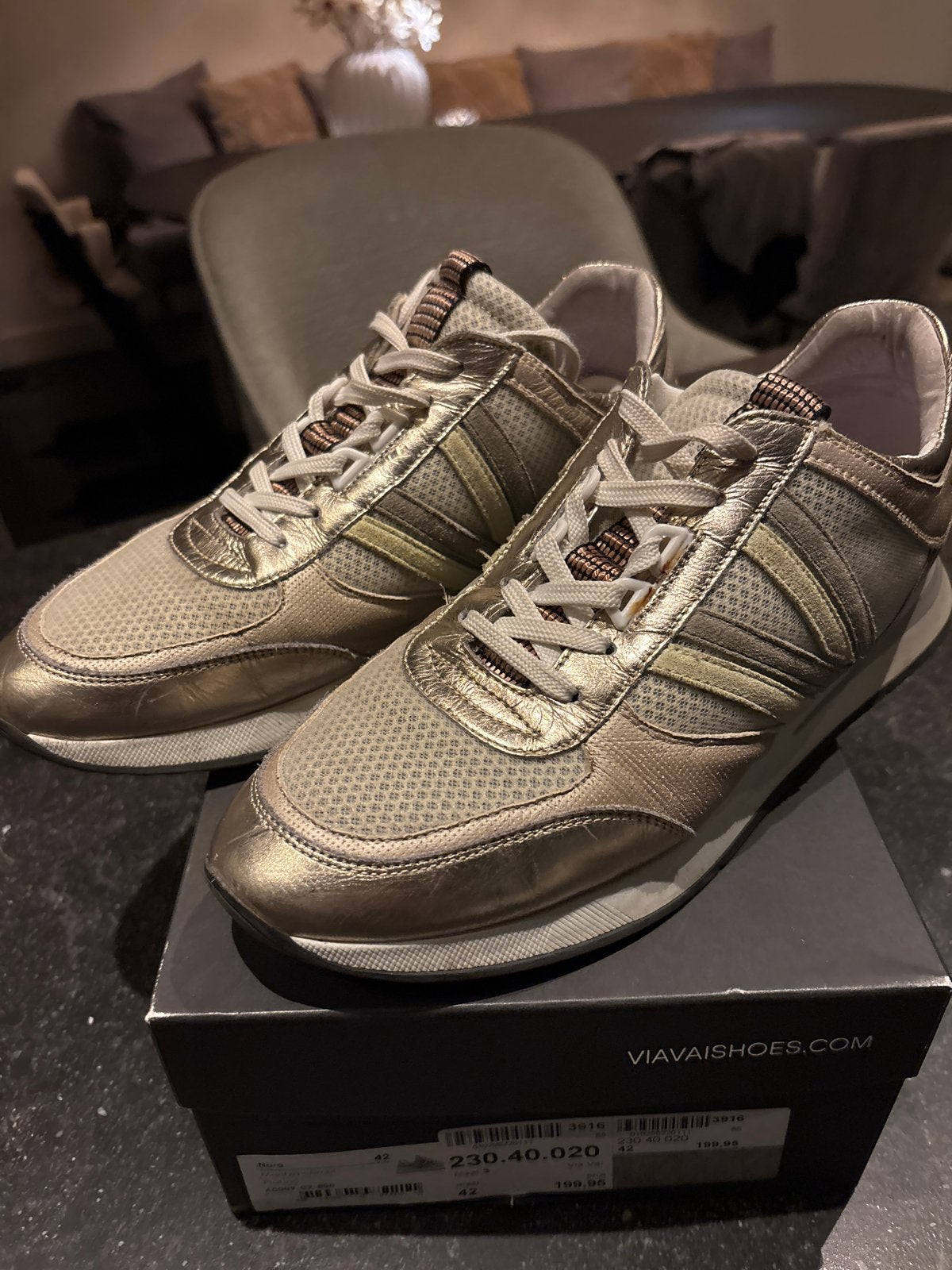 Via Vai Maritza Combi Platino Goudkleurige Sneakers Maat 42, Ophalen of Verzenden, Gedragen, Overige kleuren, Sneakers of Gympen