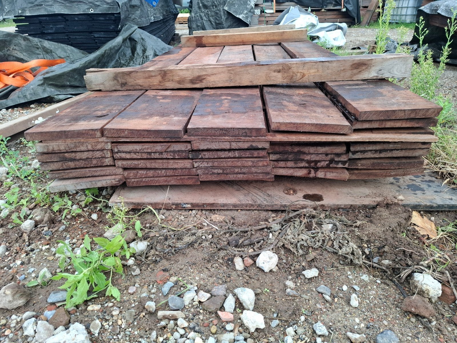 partij 31 st hardhout beschoeiing planken 350 cm bezorgen mo, Ophalen, Planken, Nieuw, Hardhout
