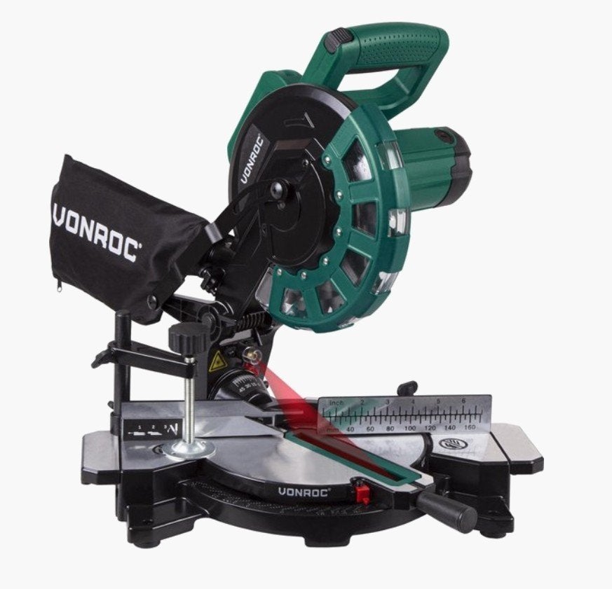 Vonroc afkortzaag 1700 watt 1x gebruikt, Ophalen, Zo goed als nieuw, Afkortzaag, 30 tot 70 mm