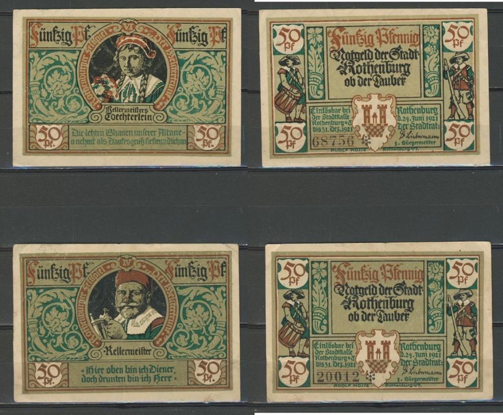Rothenberg o.T. 2 x 50 Pfg 1921 Duits Noodgeld Biljet c-34, Ophalen of Verzenden, Duitsland, Setje