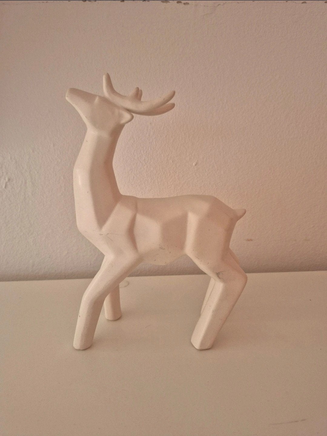 Decoratief hert beeldje - Wit, modern design, Gebruikt, Ophalen of Verzenden, Modern, Wit