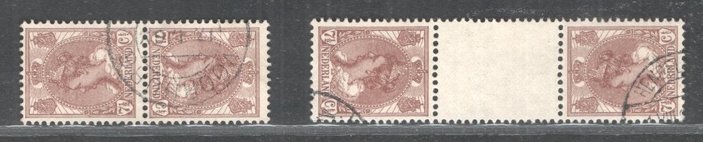 Nederland 1924- Keerdruk Tete Beche -NVPH 61B/61C Gestempeld, Verzenden, T/m 1940, Gestempeld