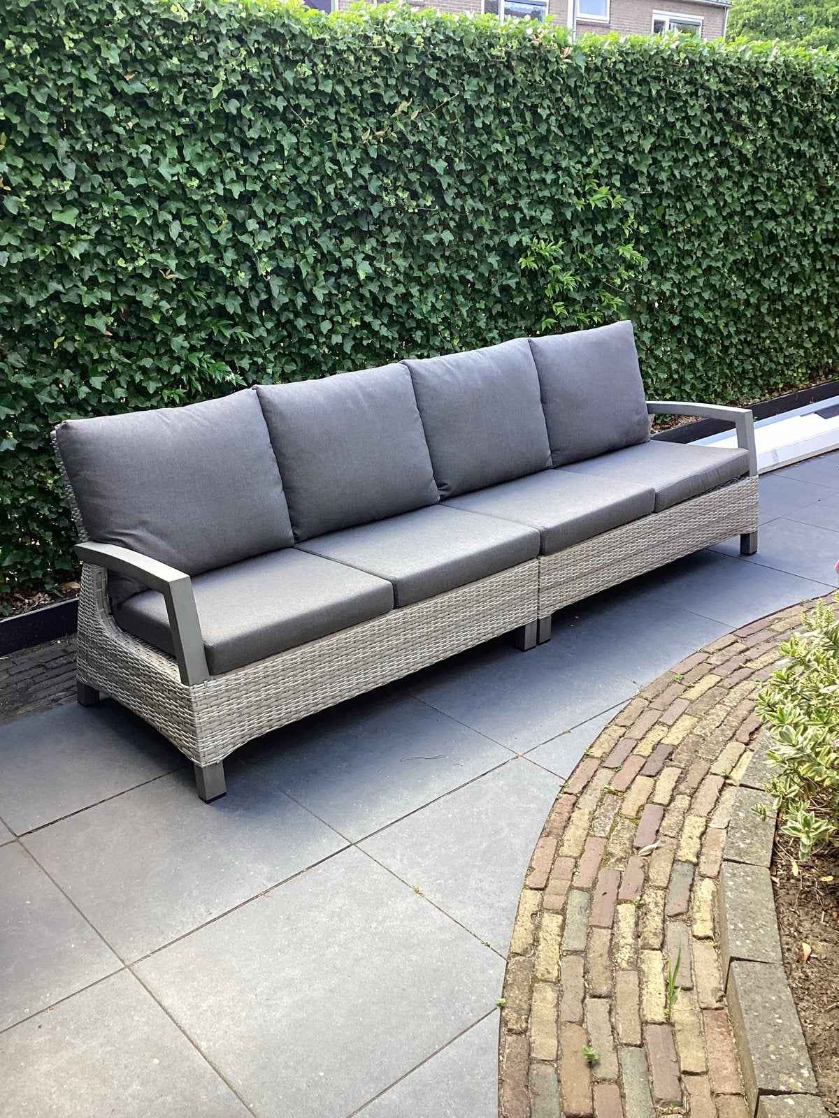 Prato Brick / royal seasons loungeset met grijze kussens, Ophalen, 4 zitplaatsen, Gebruikt, Loungeset