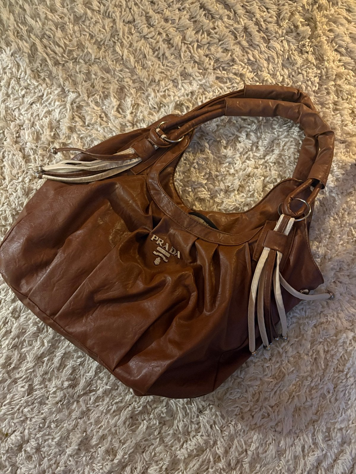 Prada Milano Schoudertas - namaak, Ophalen of Verzenden, Gebruikt, Bruin, Schoudertasje