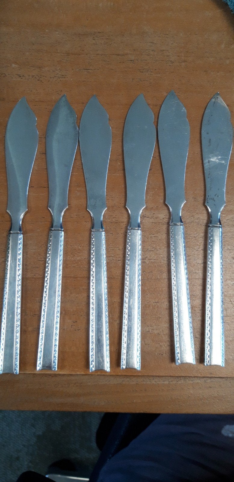 Antiek zilveren viscouvert (6 personen) .835 uit 1908, Antiek en Kunst, Antiek | Bestek, Ophalen of Verzenden
