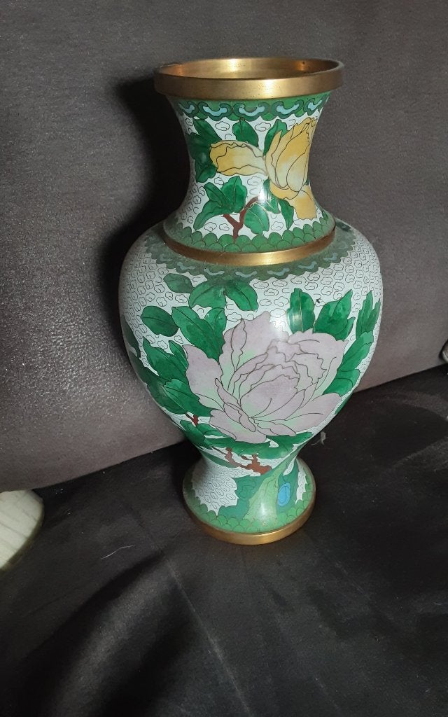 Koper cloisonne vaas, Antiek en Kunst, Ophalen of Verzenden, Koper