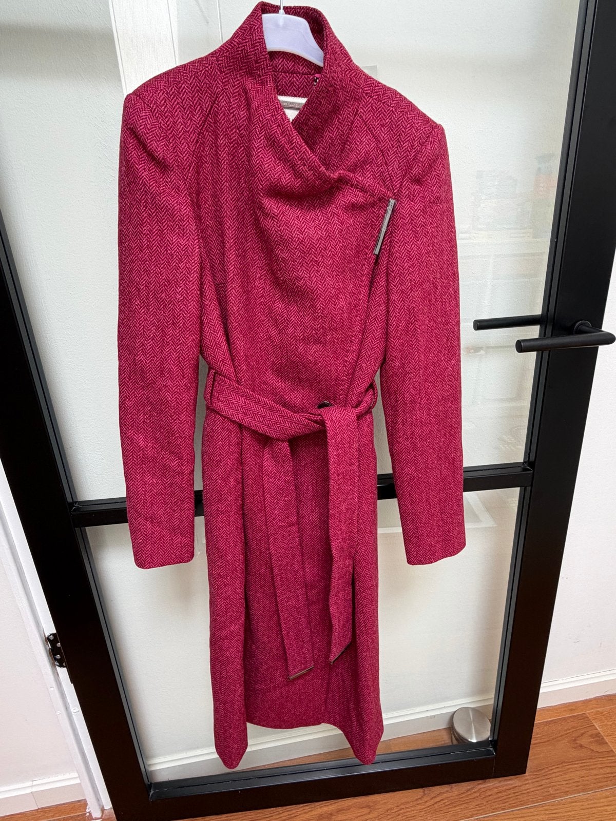 Ted Baker wollen jas met visgraatmotief - Nieuw, Kleding | Dames, Jassen | Winter, Nieuw, Maat 34 (XS) of kleiner, Roze, Ophalen of Verzenden