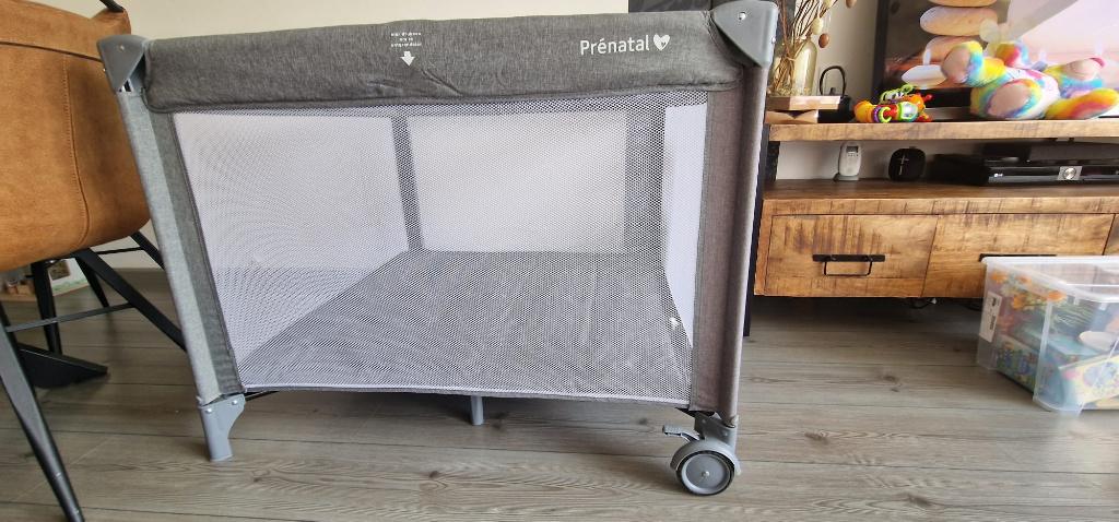 Prénatal vierkante campingbox – grijs melange (art. 4729781), Kinderen en Baby's, Ophalen, Gebruikt, Vierkant, Wieltjes