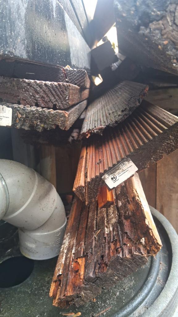 GRATIS rest hout:Tuinhuis/ovekapping/vloer/balken/pallets., Doe-het-zelf en Verbouw, Hout en Planken, Ophalen, 50 mm of meer, Pallet