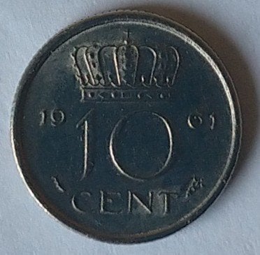 10 cent 1961 munt, volgnr 14.1, Ophalen of Verzenden, Koningin Juliana, Overige waardes, Losse munt