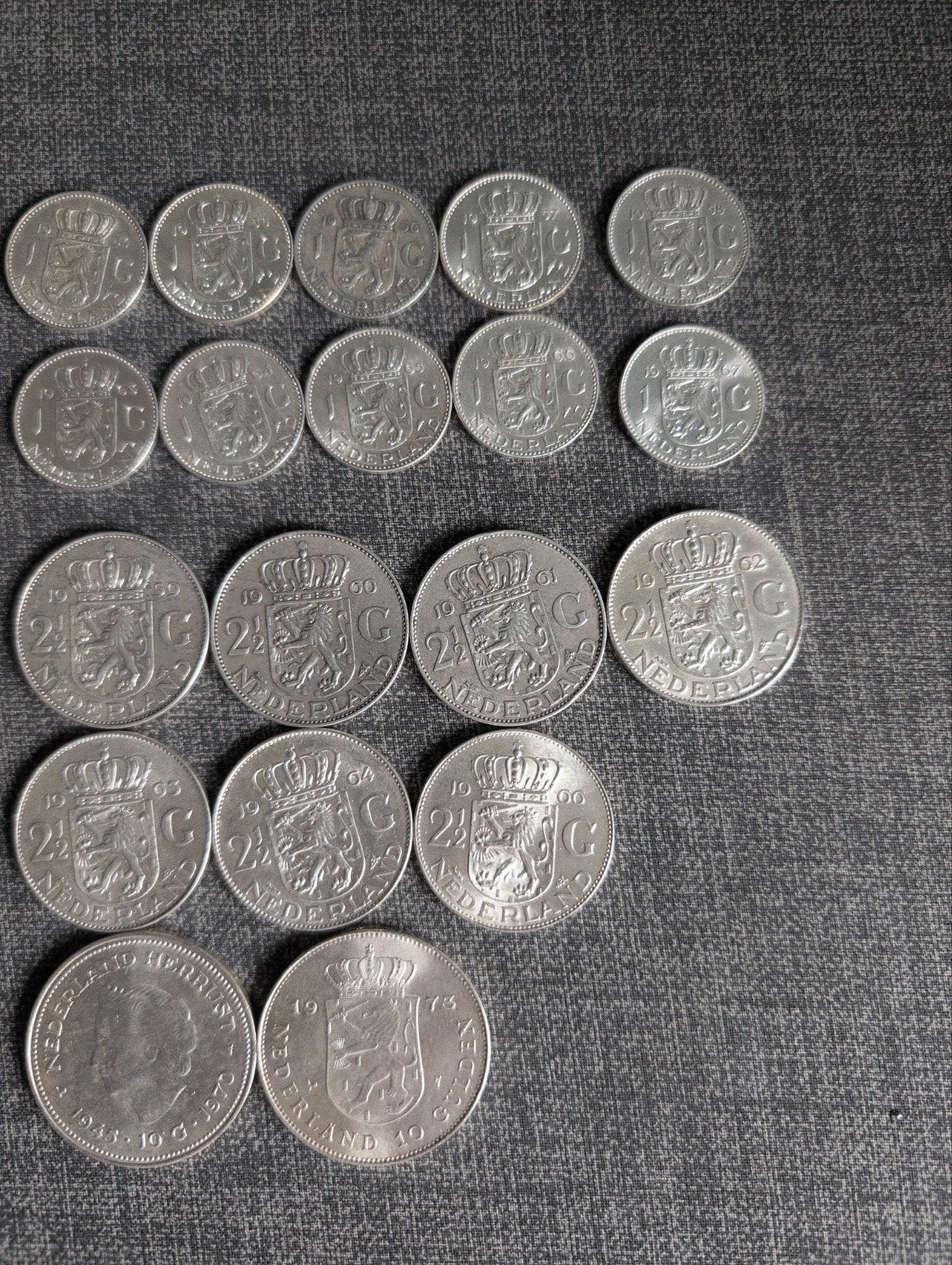 Complete set zilveren munten Koningin Juliana (19 stuks), Ophalen of Verzenden, Koningin Juliana, Setje, Zilver