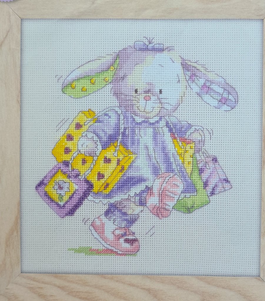 Somebunny konijn aan het shoppen borduurpatroon, Ophalen, Nieuw, Handborduren, Patroon