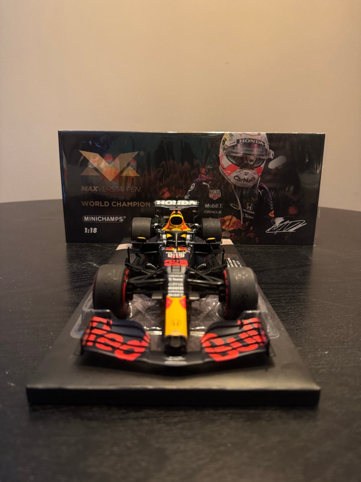 Max Verstappen 1:18 RB16B Abu Dhabi WorldChampion F1 car, Ophalen of Verzenden, Nieuw, Formule 1