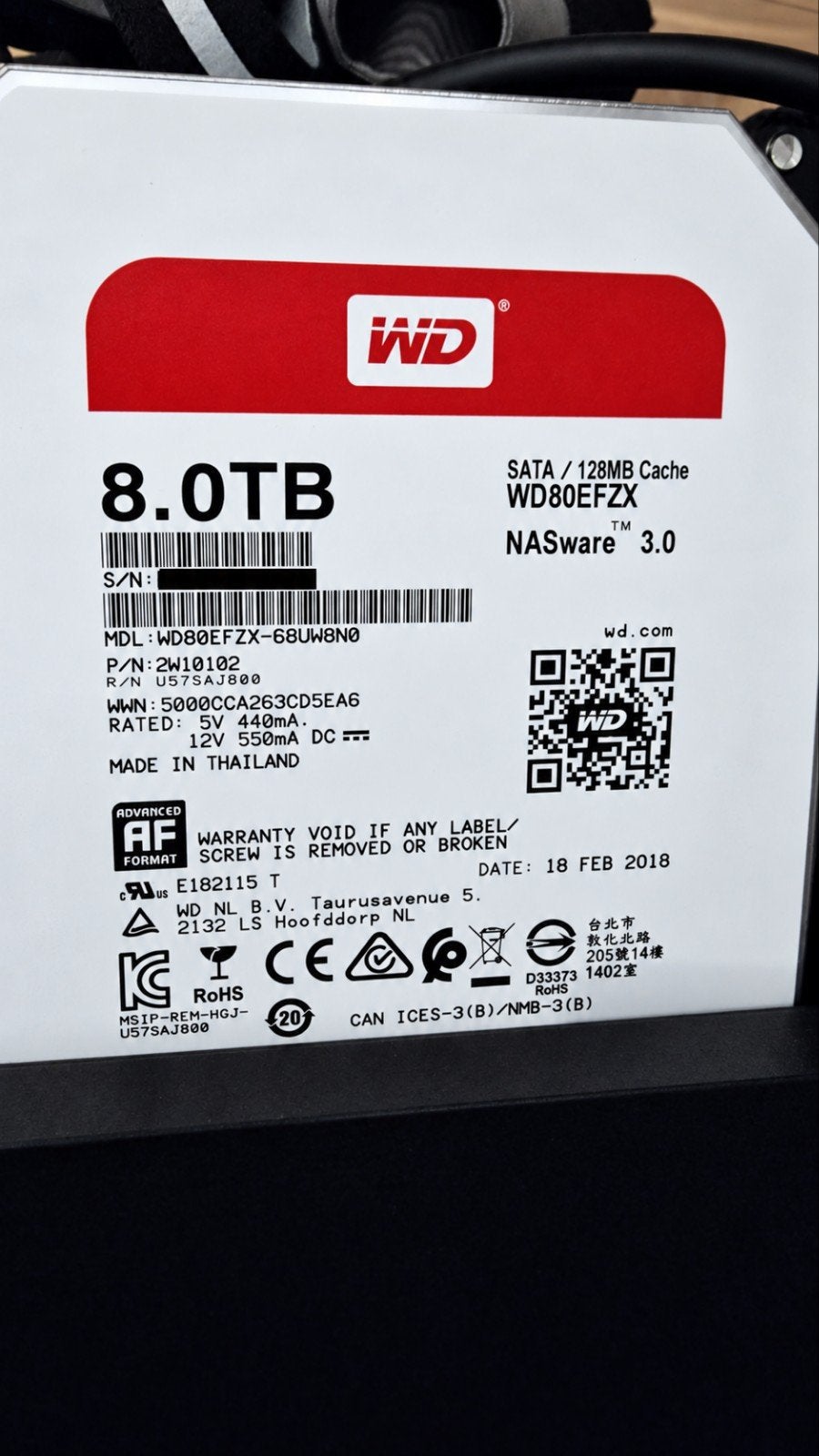 2x WD Red 8TB NAS HDD - zeer goede SMART - WD80EFZX - CMR, Computers en Software, Intern, Gebruikt, Server, Ophalen of Verzenden
