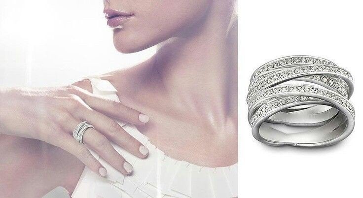 Swarovski Ring Spiral, Overige materialen, Gebruikt, Ophalen of Verzenden, 17 tot 18